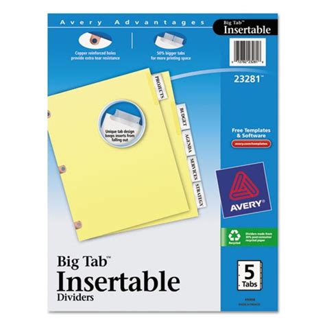 Reinforced binder holes ensure optimal durability. Staples 8 Tab Template Download / Staples® InsertableTab ...
