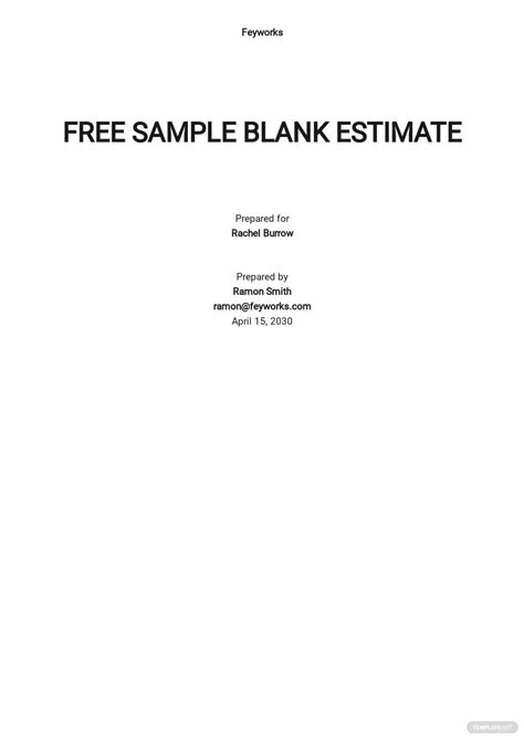71 Free Blank Estimate Templates Edit And Download