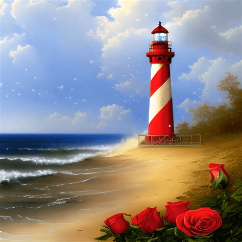 Magical Lighthouse Beach Scene · Creative Fabrica