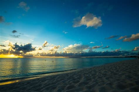 Sunset On A Caribbean Beach Stock Image Image Of Hour Mile 79255641