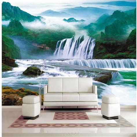 Beibehang Custom Wallpaper Landscape Waterfall Waterfall Hd Wallpaper 3d Living Room Background