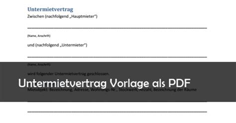 Kostenloser untermietvertrag zum ausdrucken : Untermietvertrag Muster Vorlage PDF Download