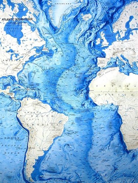 Atlantic Ocean Relief Map Cartography Map Art