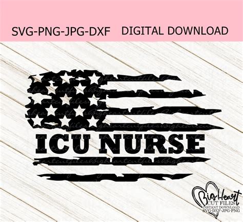 Icu Nurse Svg Png  Dxf Icu Nurse Flag Svg Distressed Etsy