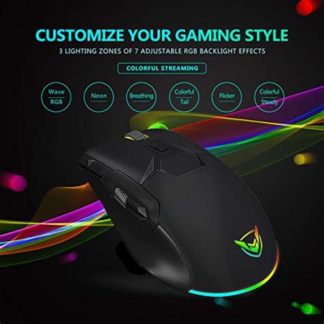 Pictek Wired Rgb Gaming Mouse Side Metal Scroll Wheel For Volume