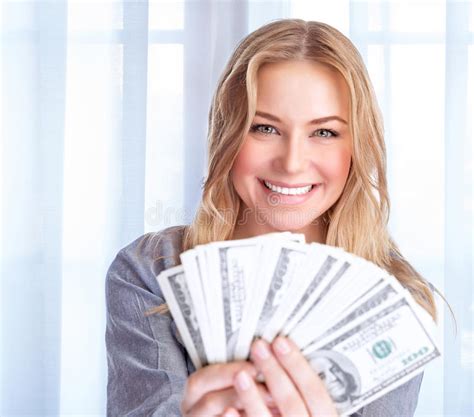 Happy Woman With Lot Of Money Stock Photo Image Of Home People 43308926