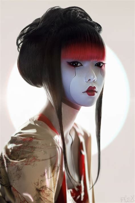 ️♡geisha i by flexdreams geisha makeup geisha hair eye makeup surrealism photography fantasy