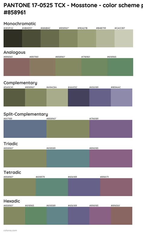 Pantone 17 0525 Tcx Mosstone Color Palettes And Color Scheme