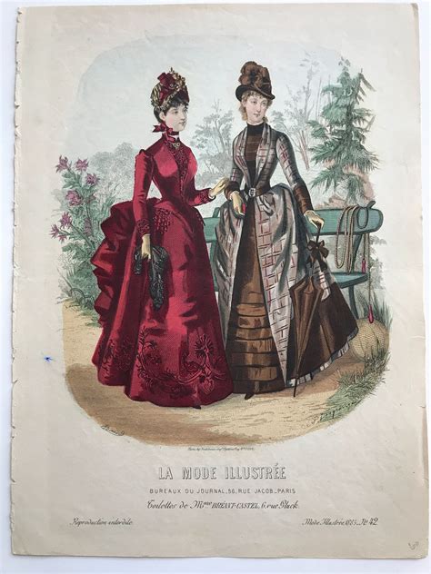 Victorian Era French Fashion Print La Mode Illustree Hand Etsy