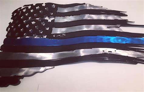 Thin Blue Line Tattered American Flag Thin Red Line Etsy