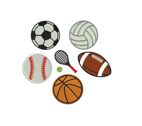 Sport Embroidery Design Set Of 6 Sports Machine Embroidery Etsy