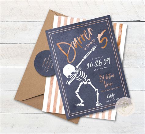 Skeleton Invitation Skeleton Invite Floss Invitation Dance Party