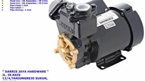 Pompa air jet pump merk shimizu pc 502 bit yang berkapasitas total head (jarak penuh antara sember air dan penampungan) adalah 100 m dengan daya 500 watt stabil dan kemungkinan 1000 w. Mesin Pompa Air Shimizu, Mesin Pompa Air Semi Jet, Mesin ...