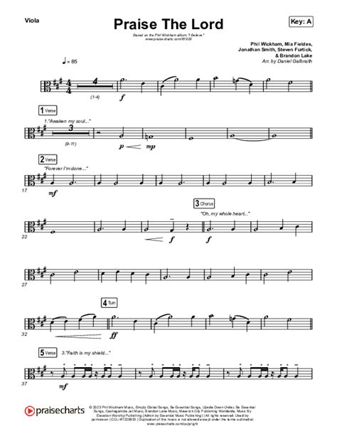 Praise The Lord Viola Sheet Music Pdf Phil Wickham Praisecharts