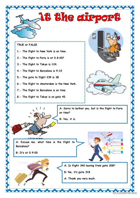 At The Airport English Esl Worksheets Pdf And Doc