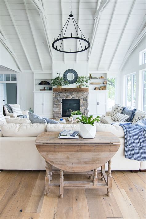 Lake House Blue And White Living Room Decor The Lilypad Cottage