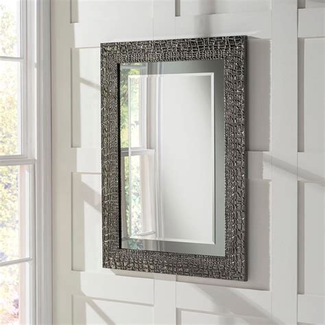 Decorative Pattern Grey Rectangular Laca Wall Mirror Homesdirect365