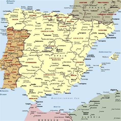 Map Of Spain Tourism Map Of Spain Tourism Region And Topography