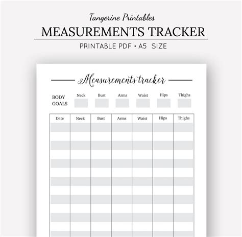 Printable Body Measurement Tracker