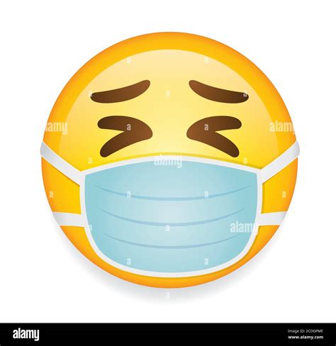 High Quality Emoticon On White Background Emoticon With Medical Mask Mask Emoji Vector