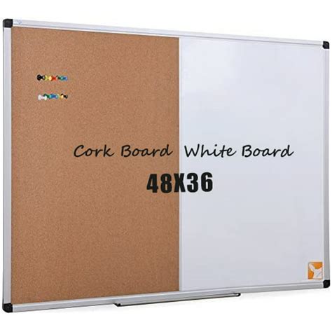 X Board Combination Whiteboard Bulletin Cork Board 48x36 Combo White