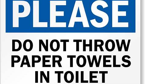 No Paper Towels In Toilet Sign | Free PDF, SKU: S-0214