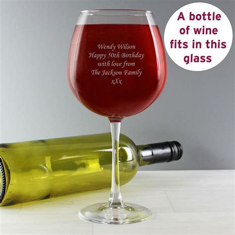 Personalised Giant Huge Wine Glass Birthday T Idea Holds Whole Bottle Of Wine Ebay Large
