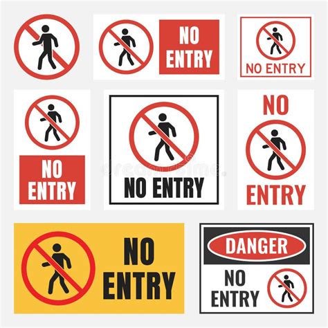 No Entry Icon Set No People Sign No Men And Women Stock Vector