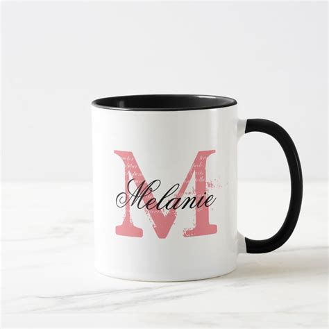 Personalised Mug With Elegant Name Monogram Letter Zazzle Personalized Mugs Monogram