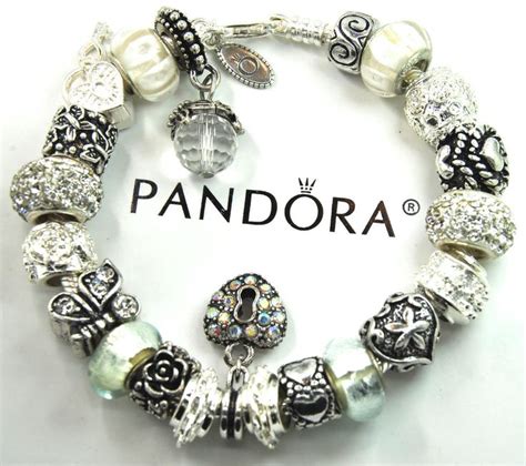 Authentic Pandora Silver Charm Bracelet With European Charms Crystal