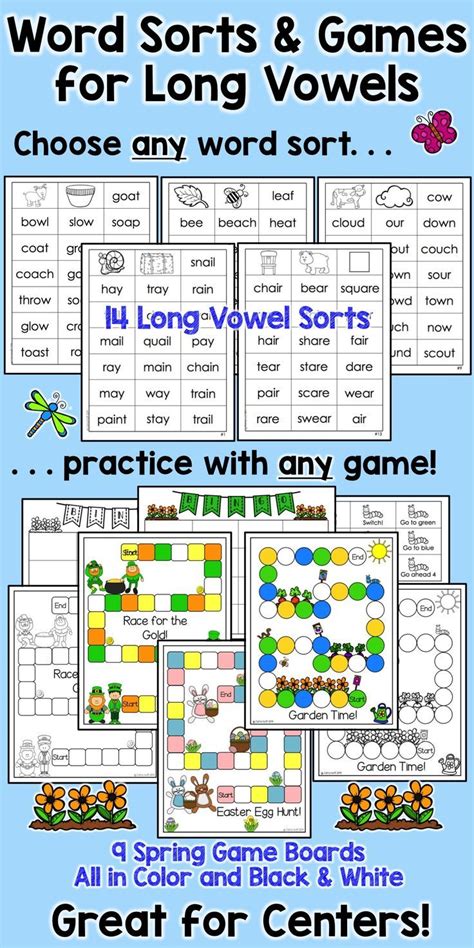 Spring Word Sorts And Games For Long Vowel Patterns And Silent Letters