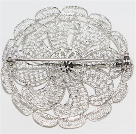 Antique Silver Filigree Floral Brooch Pin Reflectionsvintageto