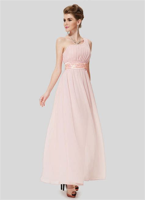 One Shoulder Dusty Rose Pink Maxi Dress With Sequin Waist Yoke Rm516