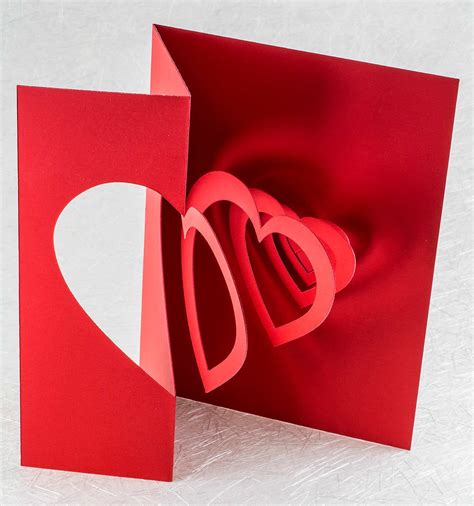 This Deep Red Spiraling Heart Pop Up Card Is The Perfect Elegant