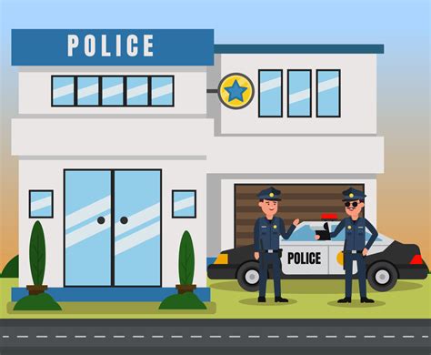 Police Station Vector Vector Art And Graphics
