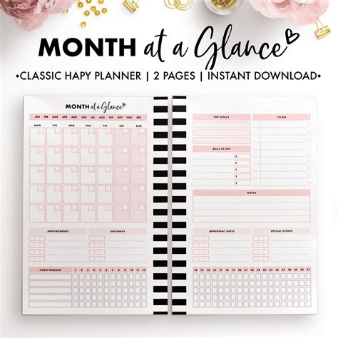Free Happy Planner Monthly Printables
