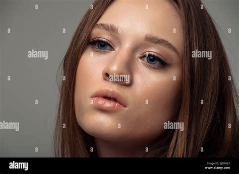 Beauty Young Woman Face Close Up Healthy Skin Care Female Woman