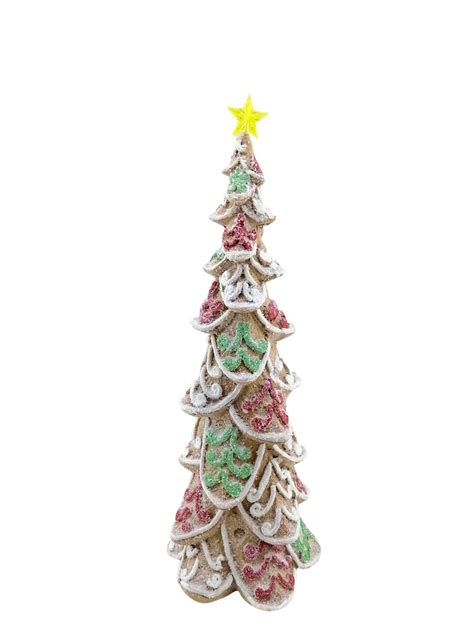 Glittered Gingerbread Christmas Tree Led St Nicholas Christmas Cave