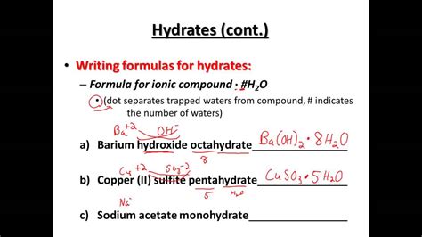 Chemistry 108 Formulas Of Hydrates Youtube