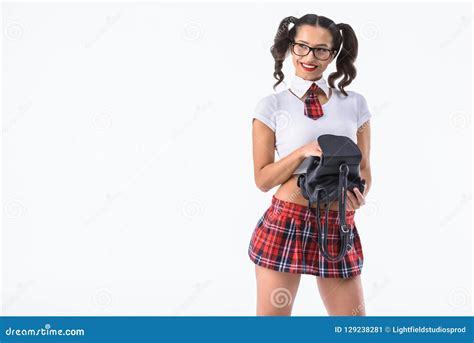 Young Schoolgirl With Little Black Backpack Stock Image Image Of Sensual Schoolgirl 129238281