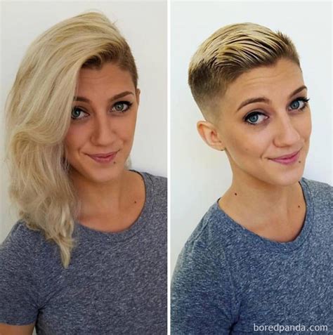 Light brown over length hair fringed around the face. 318 Extreme Haircut Transformations That Will Inspire You ...