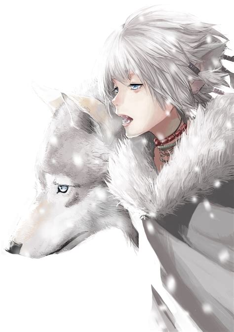 Download 2079x2953 Anime Boy Wolf Animal Ears Gray Hair