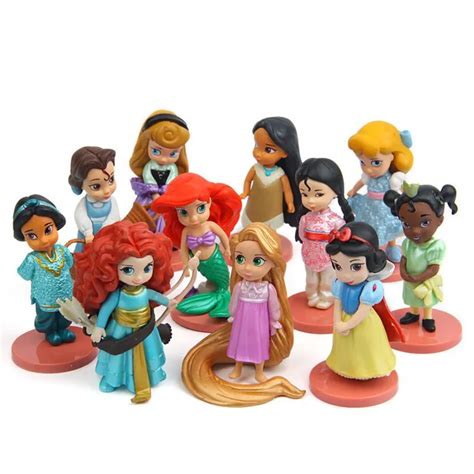 11pcsset Disney Princess Action Figures Toys Rapunzel Snow Cinderella