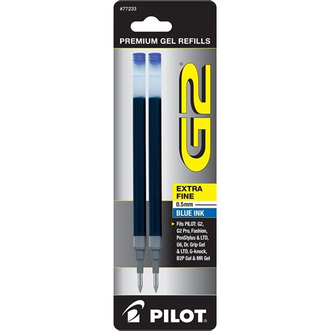 Pilot G2 Gel Ink Pen Refill Extra Fine Tip Blue Ink 2pack 77233