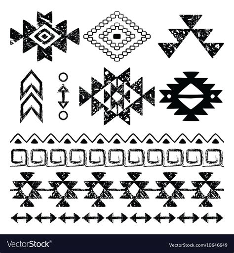 Navajo Hand Drawn Print Retro Aztec Pattern Trib Vector Image