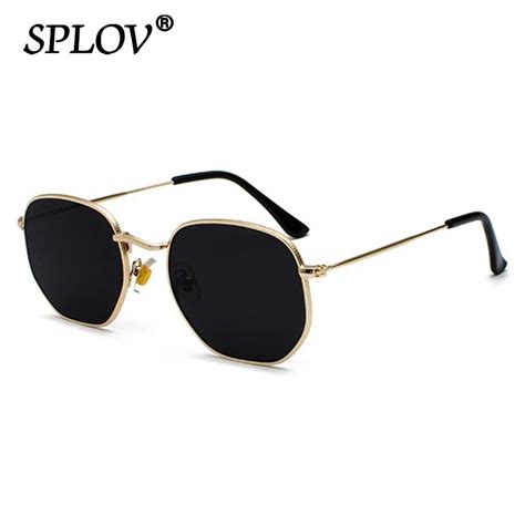 Hexagon Men Women Sunglasses Square Polygon Sun Glasses Brand Designer Retro Shades Metal Frame