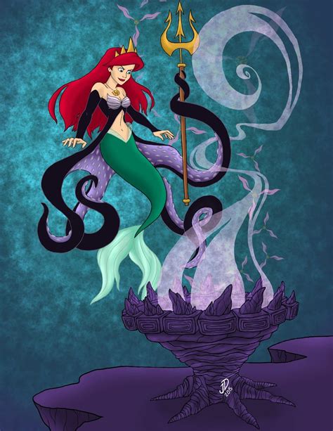 Princess Ariel Now Possesses Real Power As Queen Of The Seas Welding Both King Tritons Trident