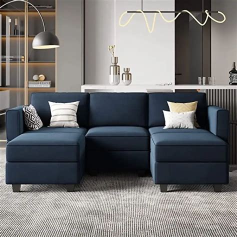 Belffin Modular Sectional Sofa With Double Chaises Velvet U Shaped Sofa