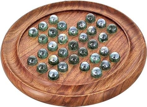 Wooden Marble Solitaire Board Game Wood Peg Solitaire