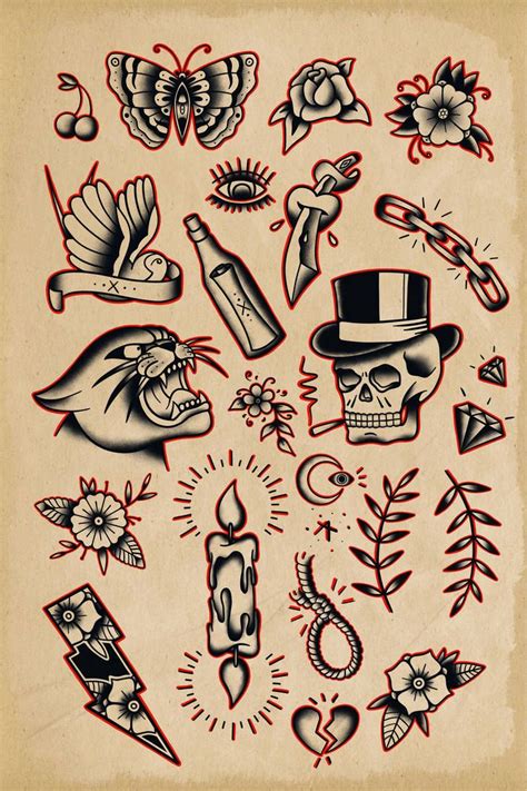 Traditional Tattoo Filler Traditional Tattoo Drawings Traditional Tattoo Flash Sheets